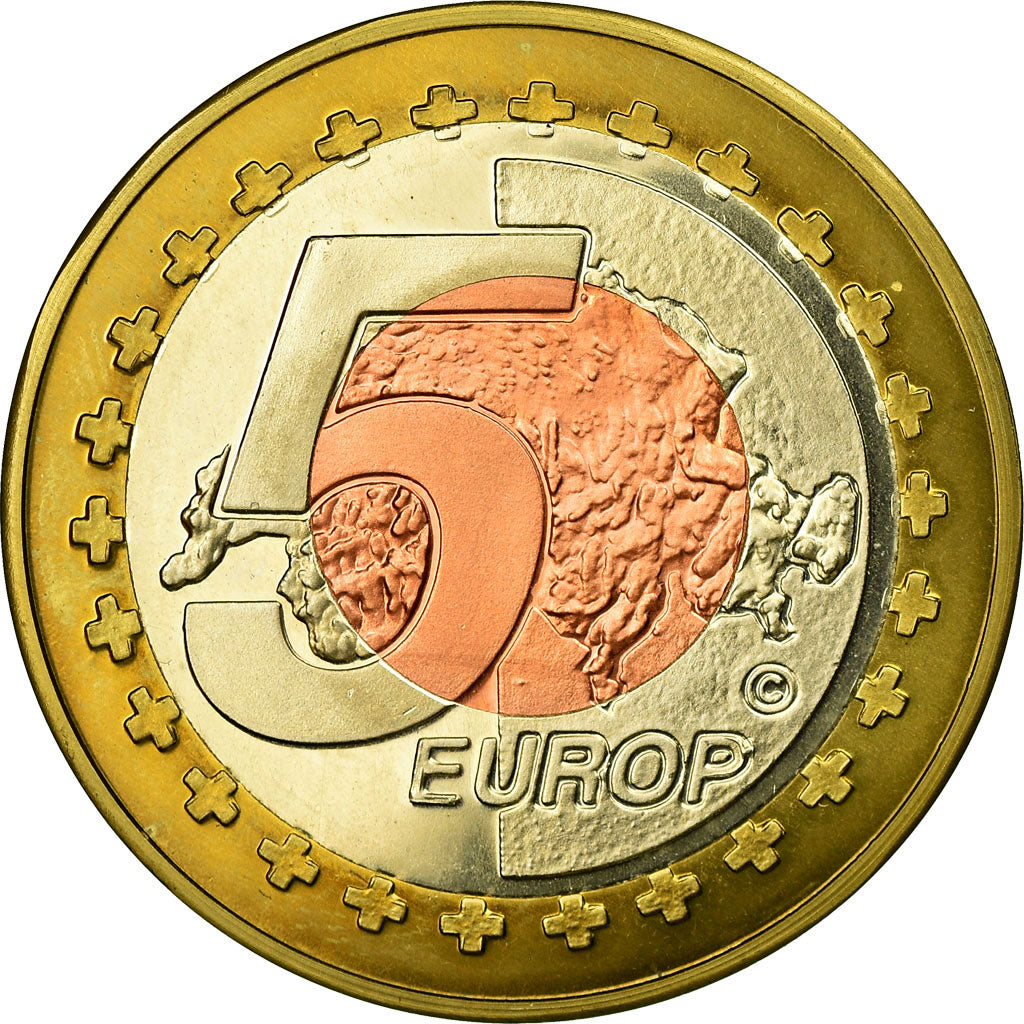 Switzerland, Fantasy euro patterns, 5 Europ, 2003, AU(55-58), Tri-Metallic