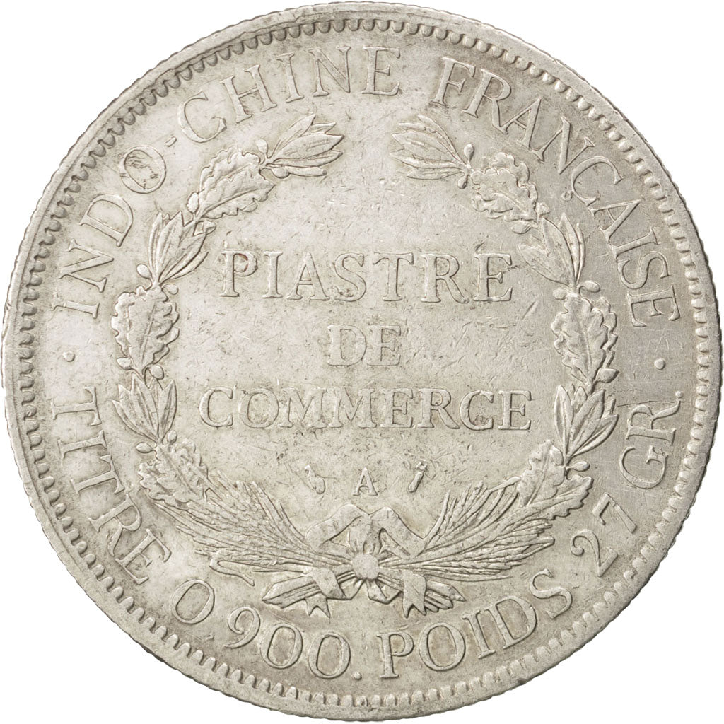 FRENCH INDO-CHINA, Piastre, 1896, Paris, KM #5a.1, VF(30-35), Silver, Lecompte..