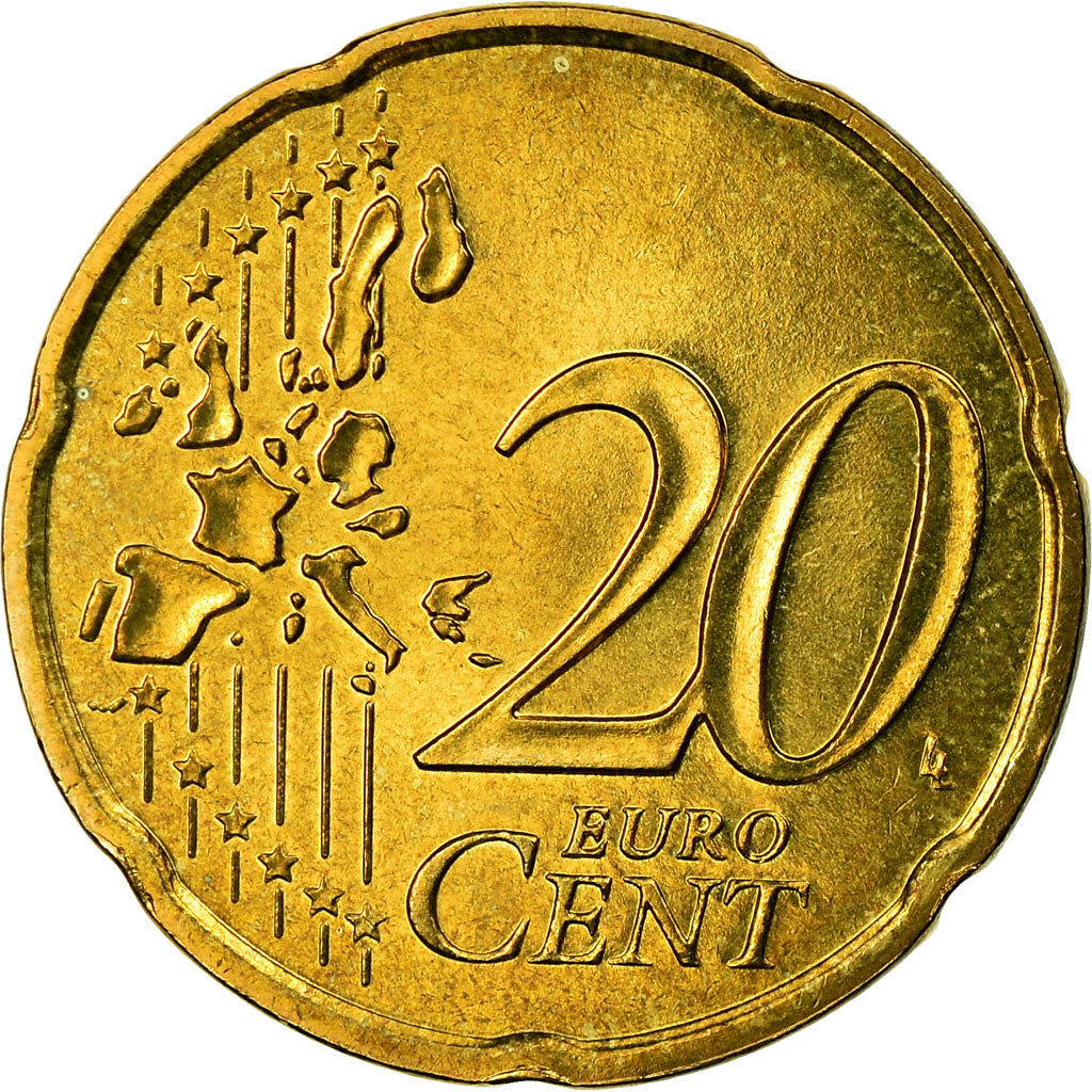 Francia, 20 Euro Cent, 2000, BB, Ottone, KM:1286
