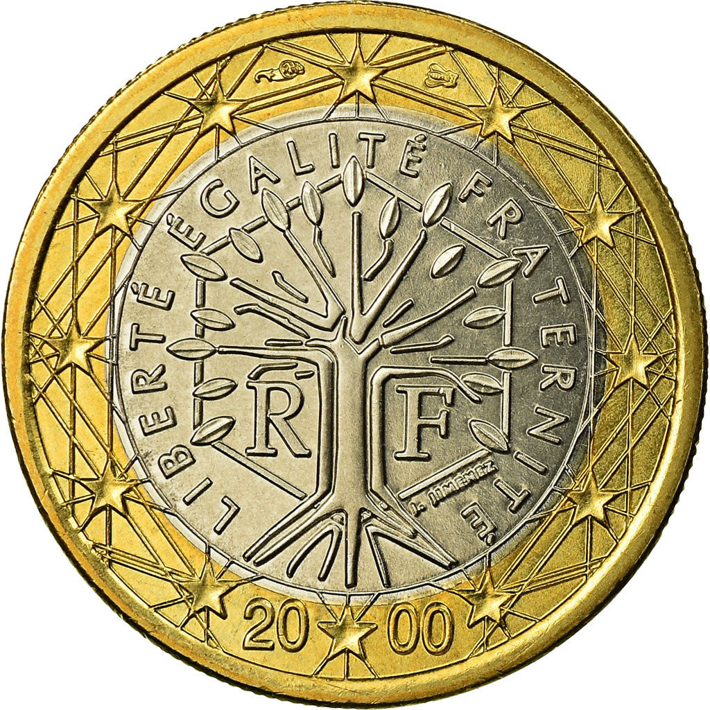 France, Euro, 2000, EF(40-45), Bi-Metallic, KM:1288