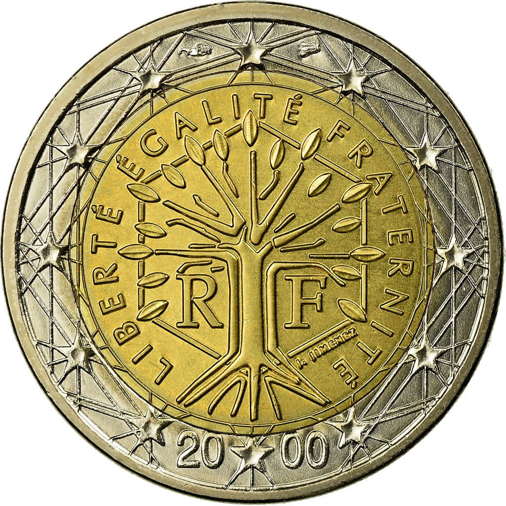 France, 2 Euro, 2000, EF(40-45), Bi-Metallic, KM:1289