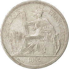 FRENCH INDO-CHINA, Piastre, 1896, Paris, KM #5a.1, VF(30-35), Silver, Lecompte..
