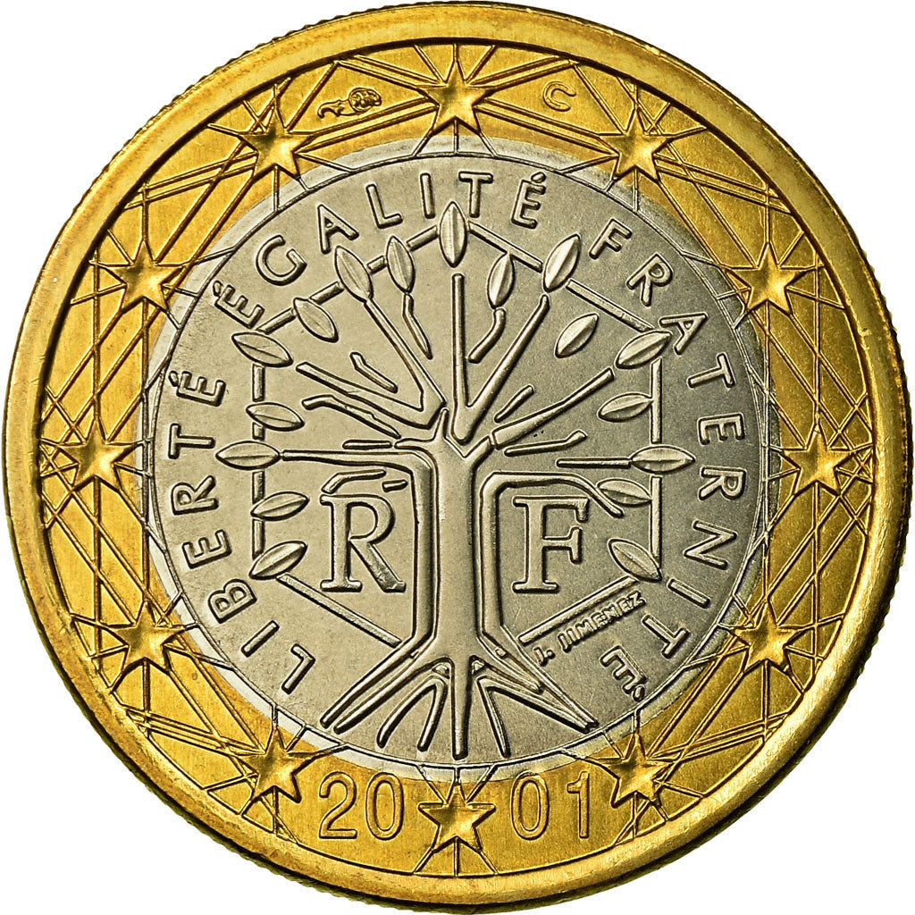 França, Euro, 2001, AU(55-58), Bimetálico, KM:1288