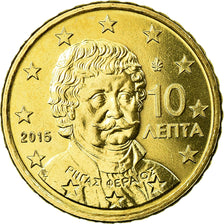 Grécia, 10 Euro Cent, 2015, MS(65-70), Latão