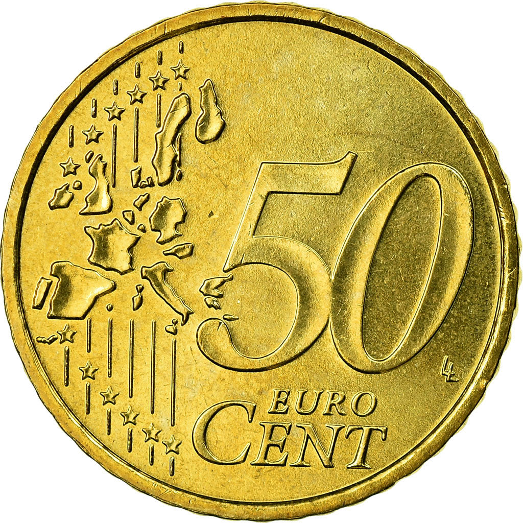 Niemcy - RFN, 50 Euro Cent, 2003, Karlsruhe, MS(63), Mosiądz, KM:212