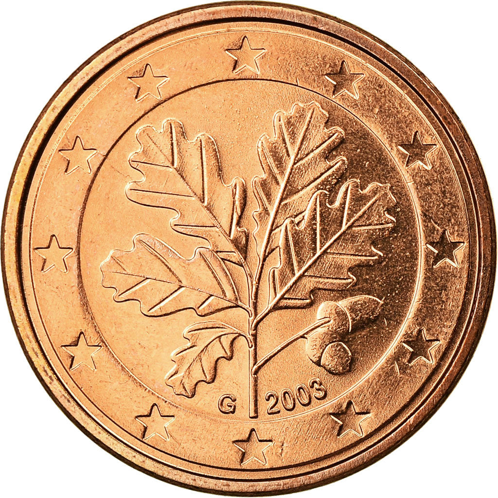 ALEMANHA - REPÚBLICA FEDERAL, 5 Euro Cent, 2003, MS(63), Aço Cromado a Cobre