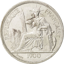 FRENCH INDO-CHINA, Piastre, 1900, Paris, KM #5a.1, AU(50-53), Silver, Lecompte..