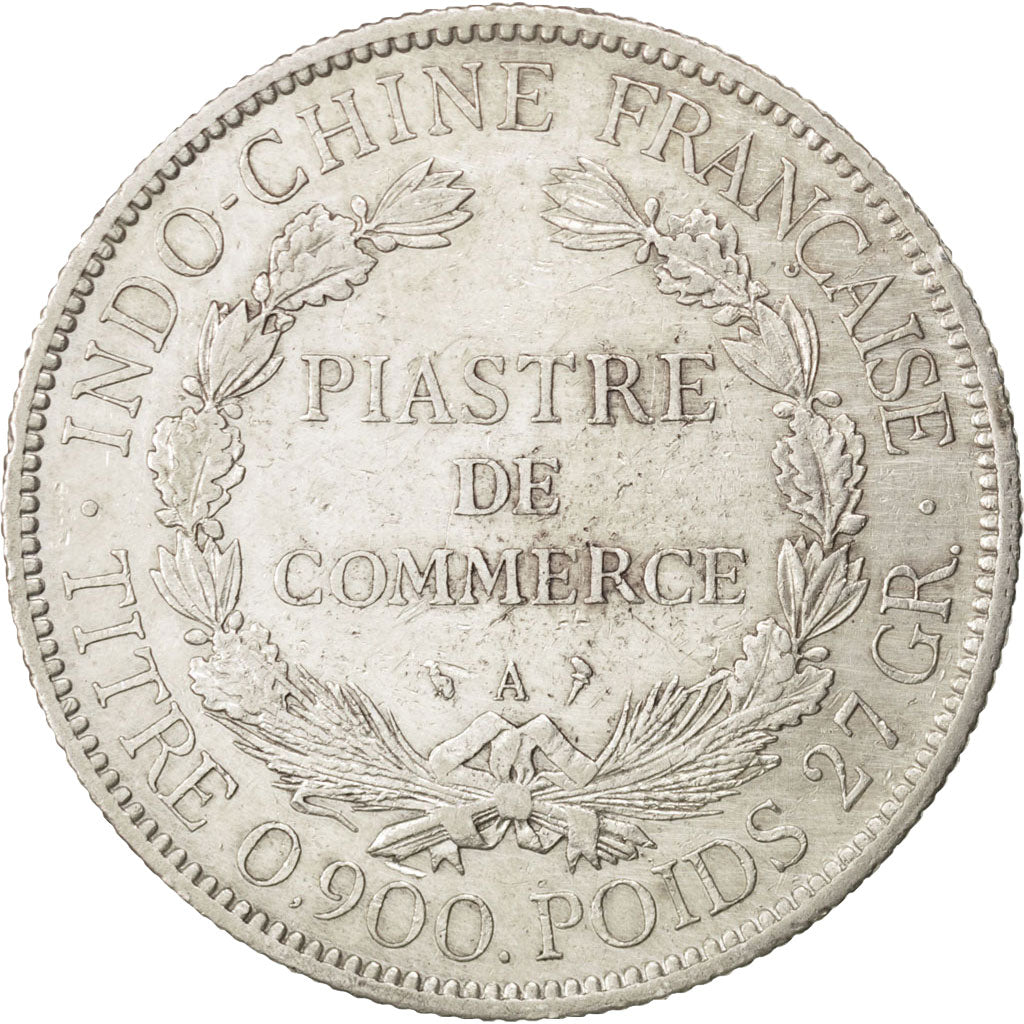 FRENCH INDO-CHINA, Piastre, 1900, Paris, KM #5a.1, AU(50-53), Silver, Lecompte..