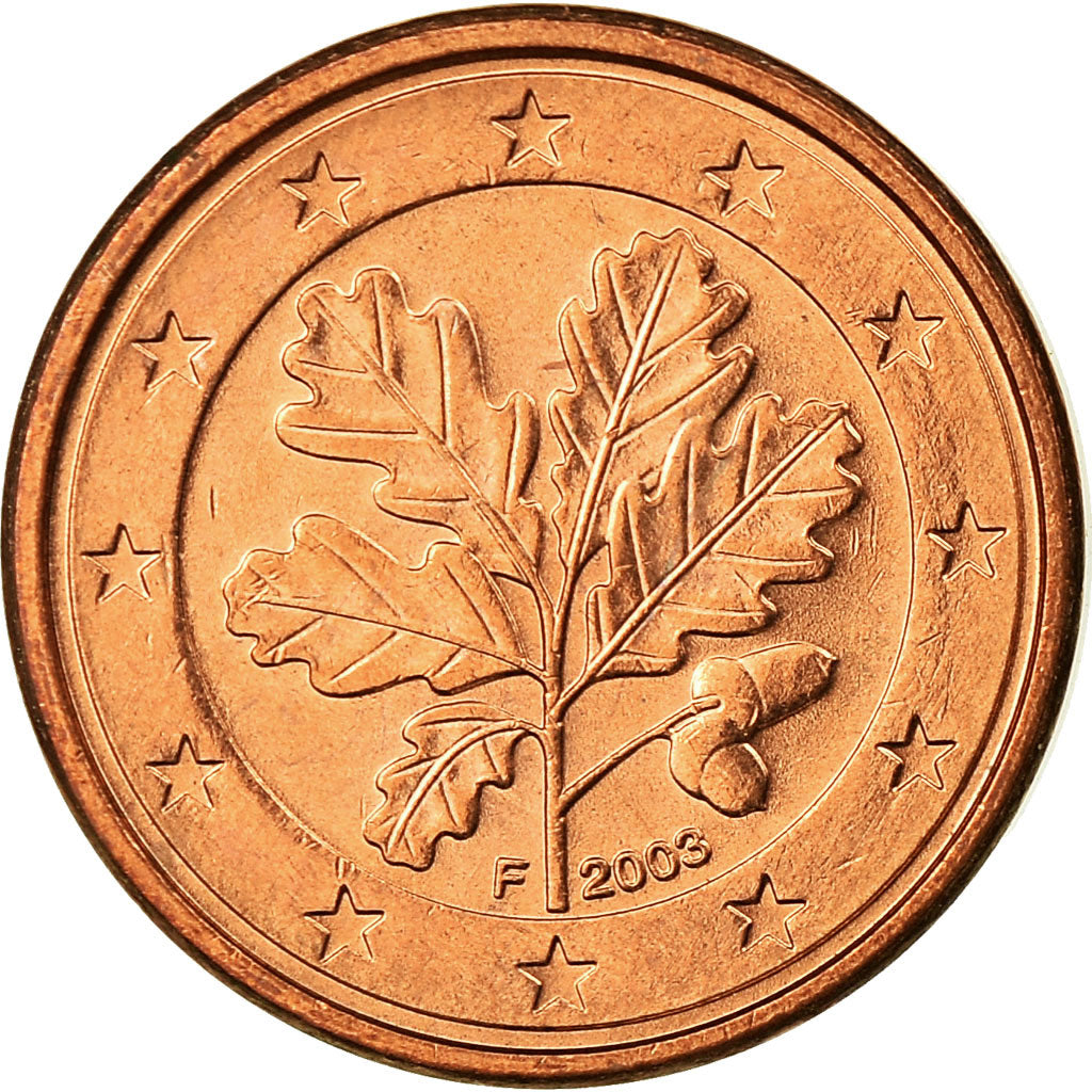 Niemcy - RFN, Euro Cent, 2003, Stuttgart, MS(63), Miedź platerowana stalą