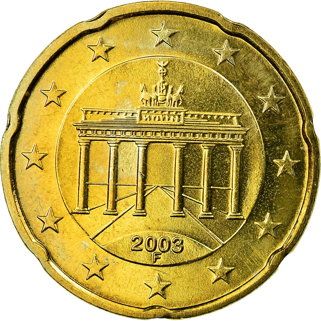 GERMANY - FEDERAL REPUBLIC, 20 Euro Cent, 2003, MS(63), Brass, KM:211