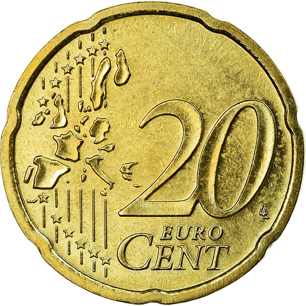 GERMANY - FEDERAL REPUBLIC, 20 Euro Cent, 2003, MS(63), Brass, KM:211