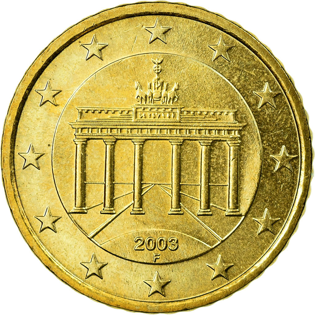 GERMANY - FEDERAL REPUBLIC, 50 Euro Cent, 2003, MS(63), Brass, KM:212