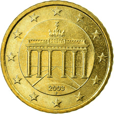 GERMANY - FEDERAL REPUBLIC, 50 Euro Cent, 2003, MS(63), Brass, KM:212
