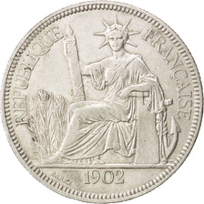 FRENCH INDO-CHINA, Piastre, 1902, Paris, KM #5a.1, AU(50-53), Silver, Lecompte..