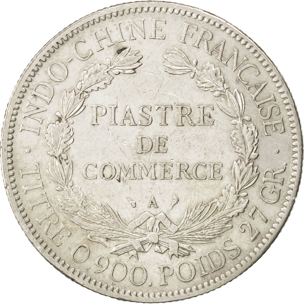 FRENCH INDO-CHINA, Piastre, 1902, Paris, KM #5a.1, AU(50-53), Silver, Lecompte..