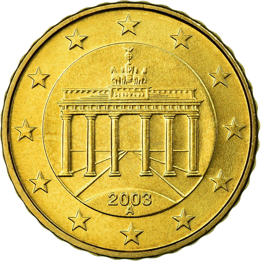 GERMANY - FEDERAL REPUBLIC, 10 Euro Cent, 2003, MS(63), Brass, KM:210