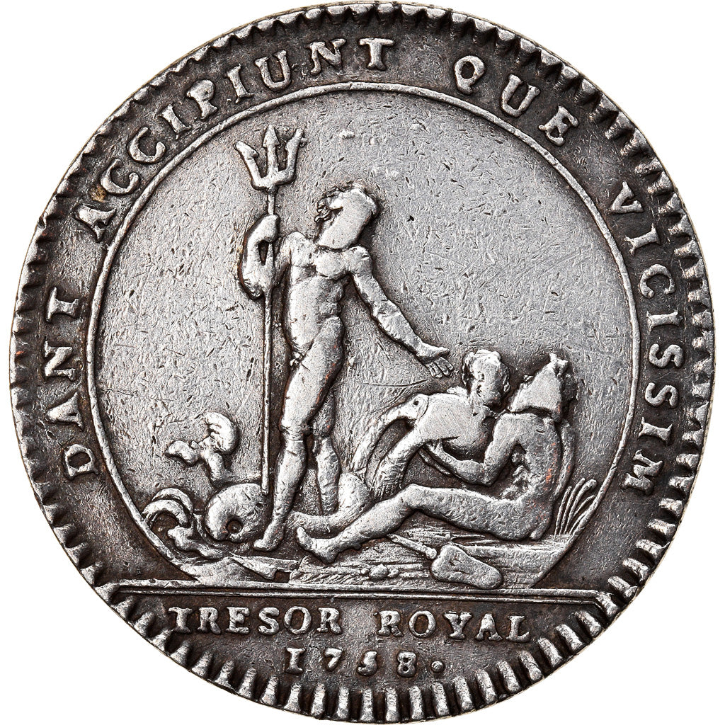 France, Token, Royal, Louis XV, Trésor Royal, History, 1758, Roettiers fils