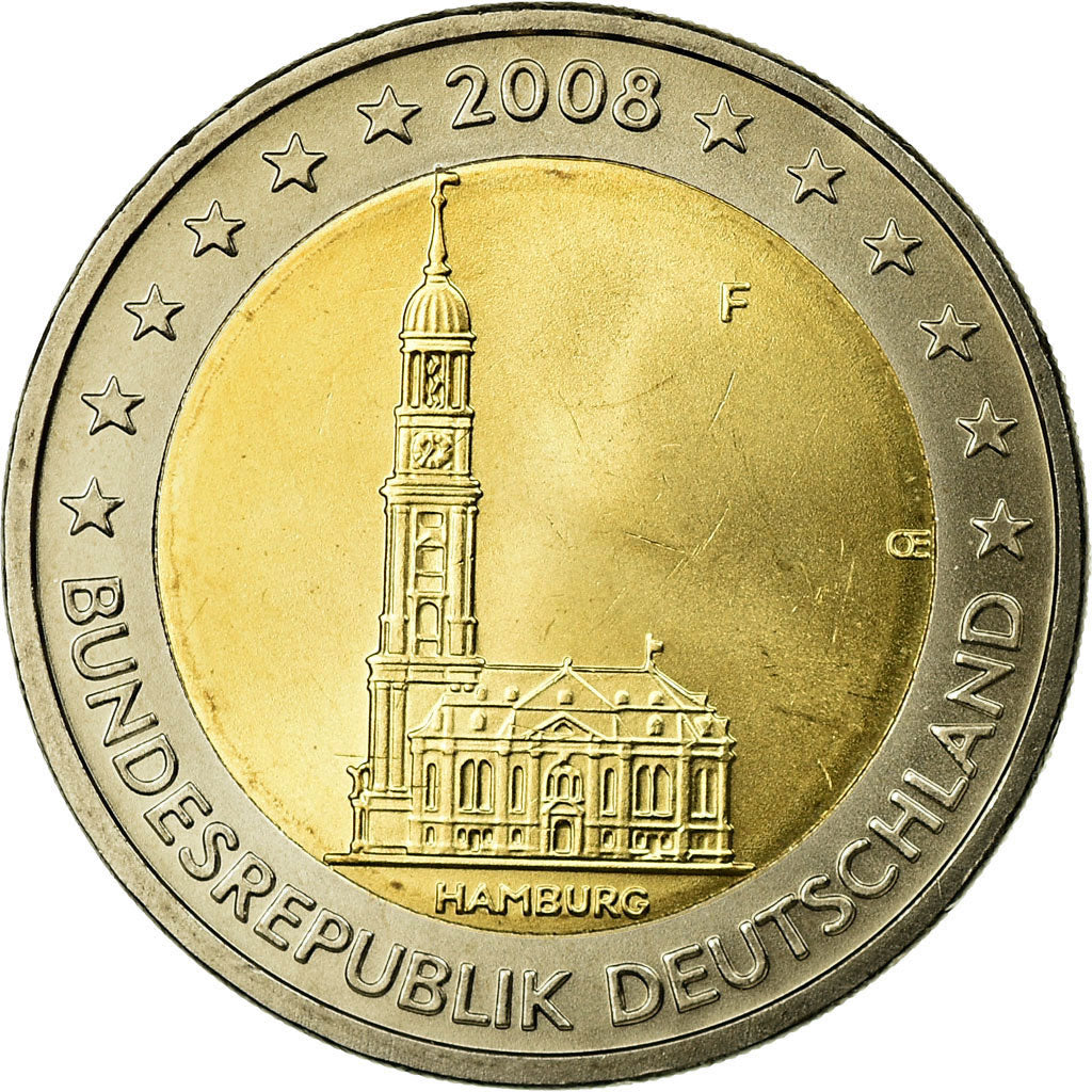 GERMANIA - REPUBBLICA FEDERALE, 2 Euro, Cathédrale d'Hambourg, 2008, SPL