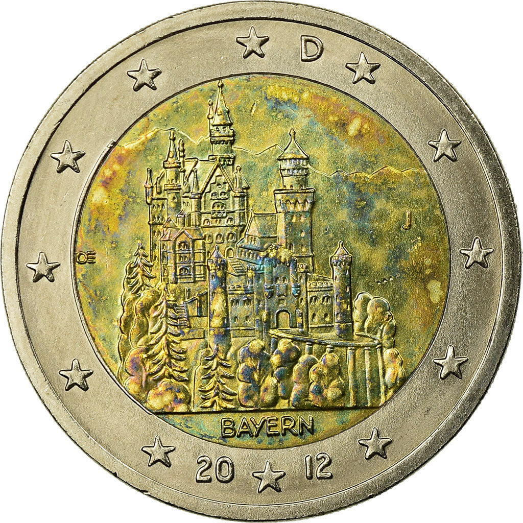 GERMANY - FEDERAL REPUBLIC, 2 Euro, BAYERN, 2012, VF(30-35), Bi-Metallic, KM:305