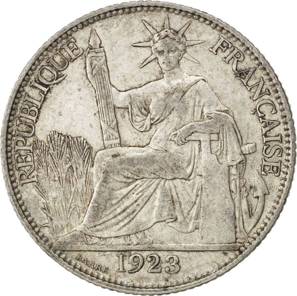 FRENCH INDO-CHINA, 20 Cents, 1923, Paris, KM #17.1, EF(40-45), Silver, 25.9,...