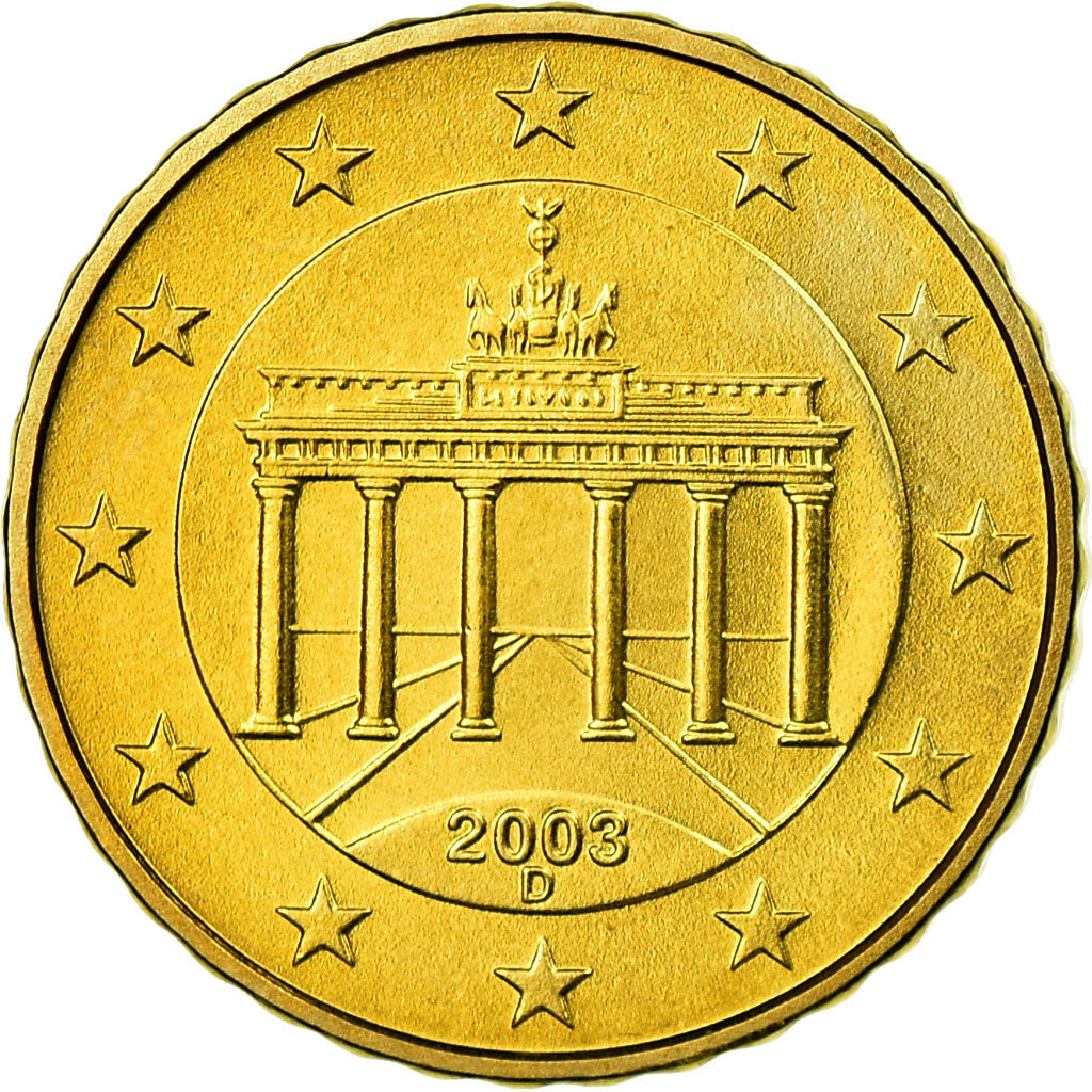 Niemcy - RFN, 10 Euro Cent, 2003, Munich, MS(65-70), Mosiądz, KM:210