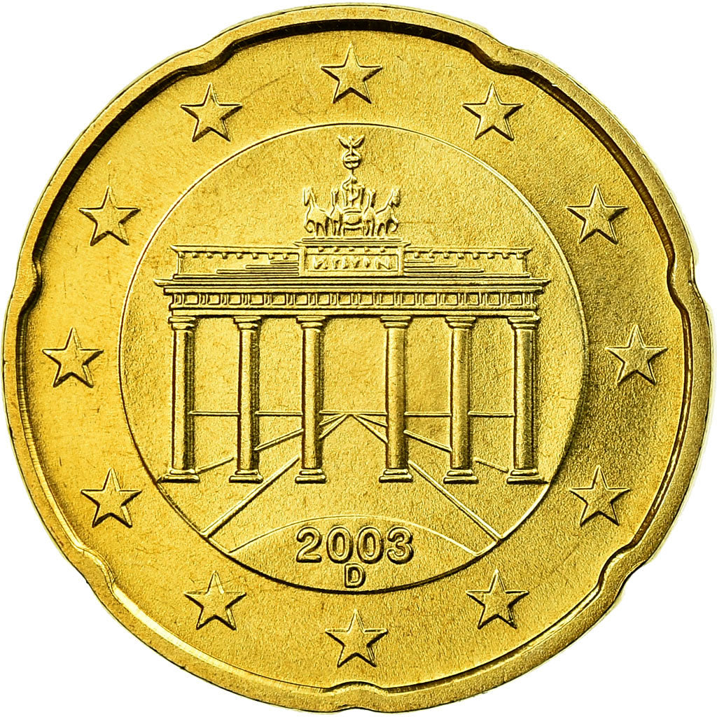 Niemcy - RFN, 20 Euro Cent, 2003, Munich, MS(65-70), Mosiądz, KM:211