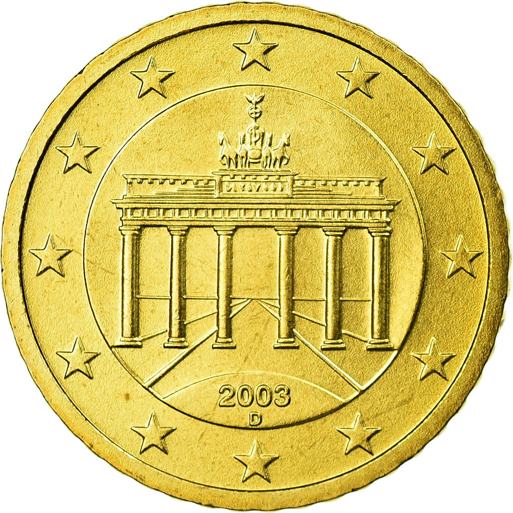 GERMANY - FEDERAL REPUBLIC, 50 Euro Cent, 2003, MS(65-70), Brass, KM:212