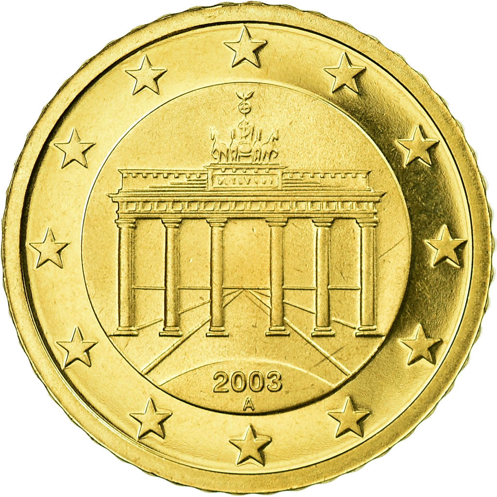 GERMANY - FEDERAL REPUBLIC, 50 Euro Cent, 2003, Proof, MS(65-70), Brass, KM:212