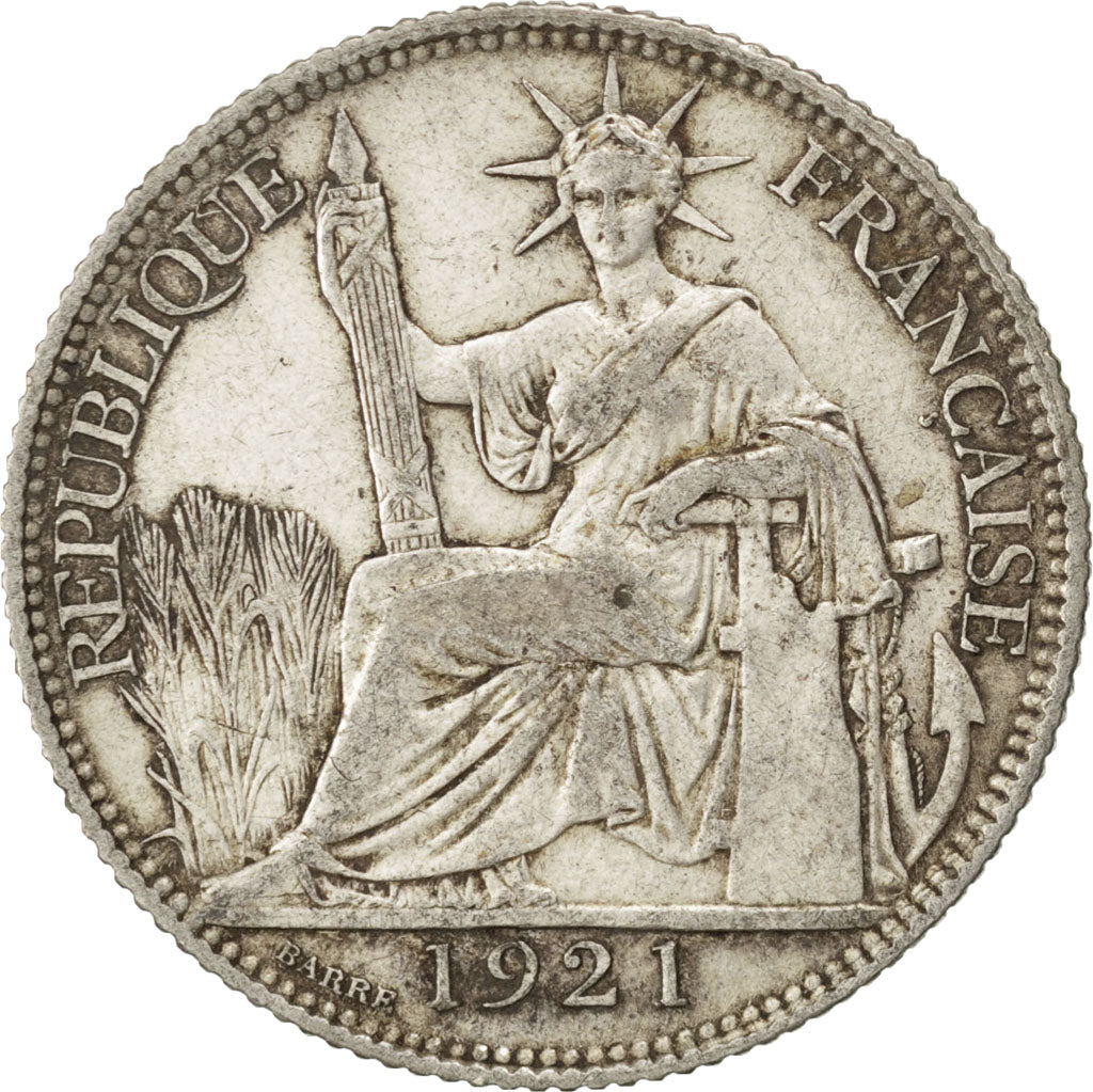 Indocina francese, 20 Cents, 1921, Paris, BB, Argento, KM:17.1, Lecompte:221