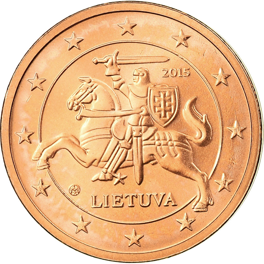 Lithuania, 2 Euro Cent, 2015, MS(63), Copper Plated Steel