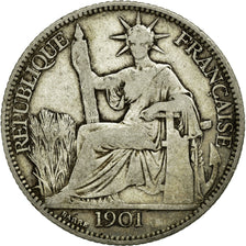 Coin, French Indochina, 20 Cents, 1901, Paris, VF(20-25), Silver, KM:10