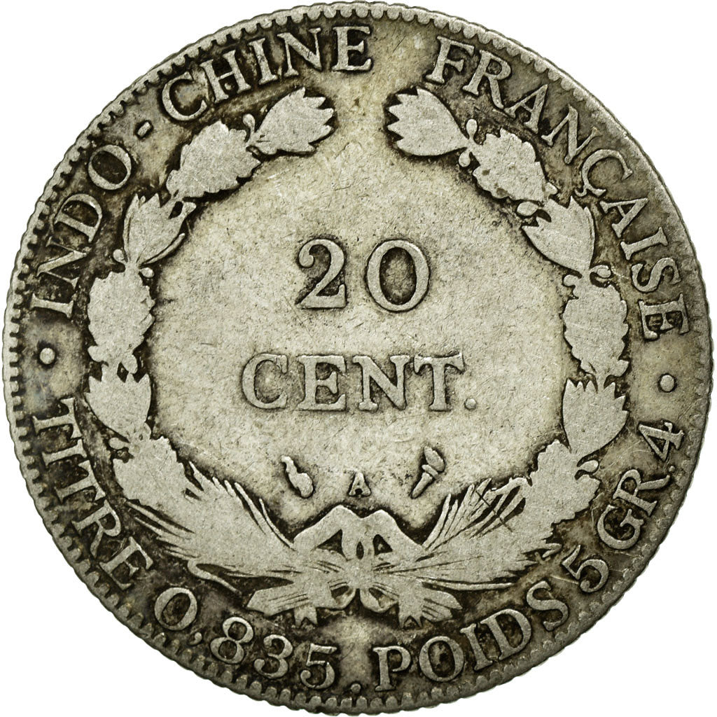 Coin, French Indochina, 20 Cents, 1901, Paris, VF(20-25), Silver, KM:10