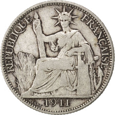 FRENCH INDO-CHINA, 20 Cents, 1911, Paris, KM #10, VF(30-35), Silver, Lecompte...