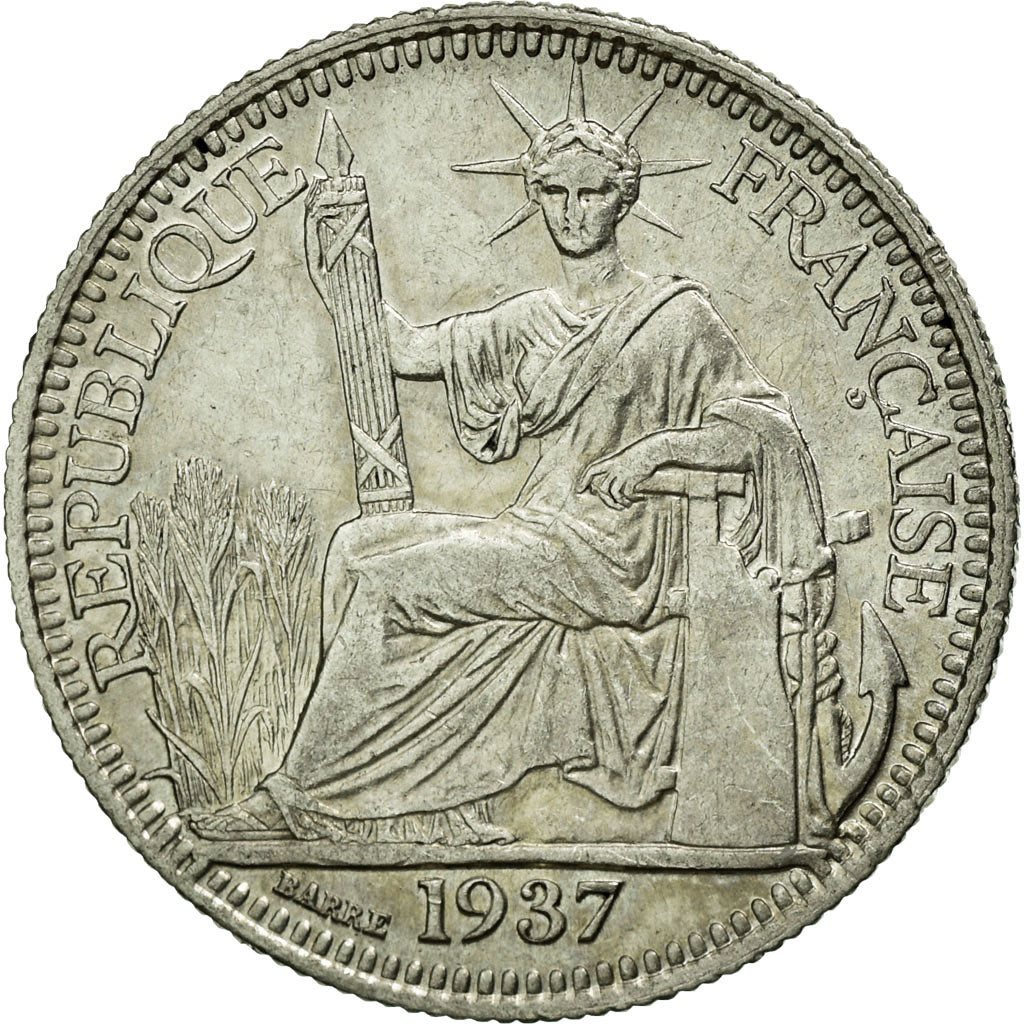 Münze, Französisch Indochina, 10 Cents, 1937, Paris, VZ, Silber, KM:16.2
