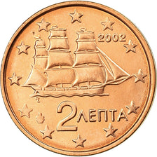 Greece, 2 Euro Cent, 2002, MS(63), Copper Plated Steel, KM:182