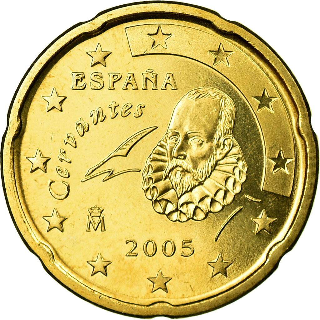 Spain, 20 Euro Cent, 2005, MS(65-70), Brass, KM:1044