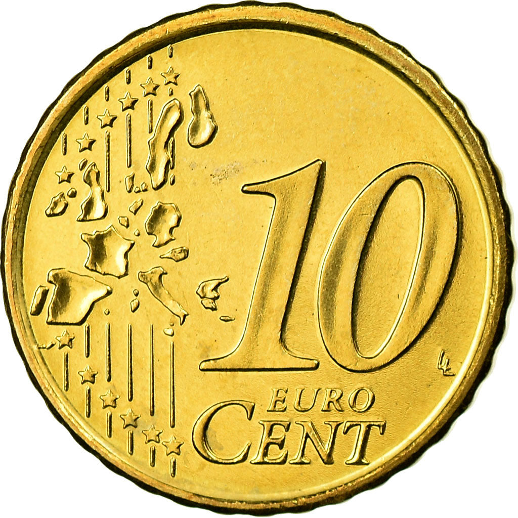 Spanien, 10 Euro Cent, 2001, STGL, Messing, KM:1043