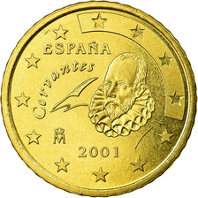 España, 50 Euro Cent, 2001, SC, Latón, KM:1045