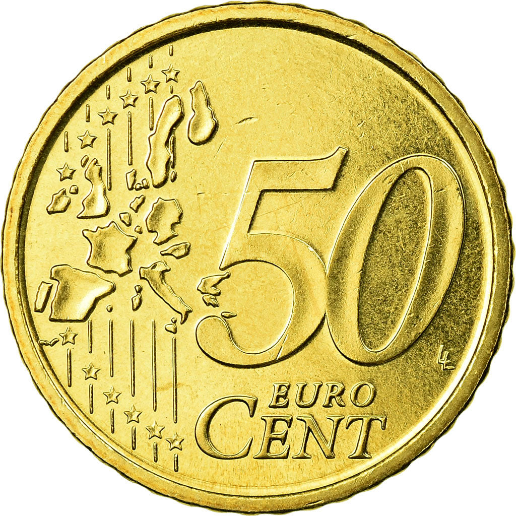 España, 50 Euro Cent, 2001, SC, Latón, KM:1045