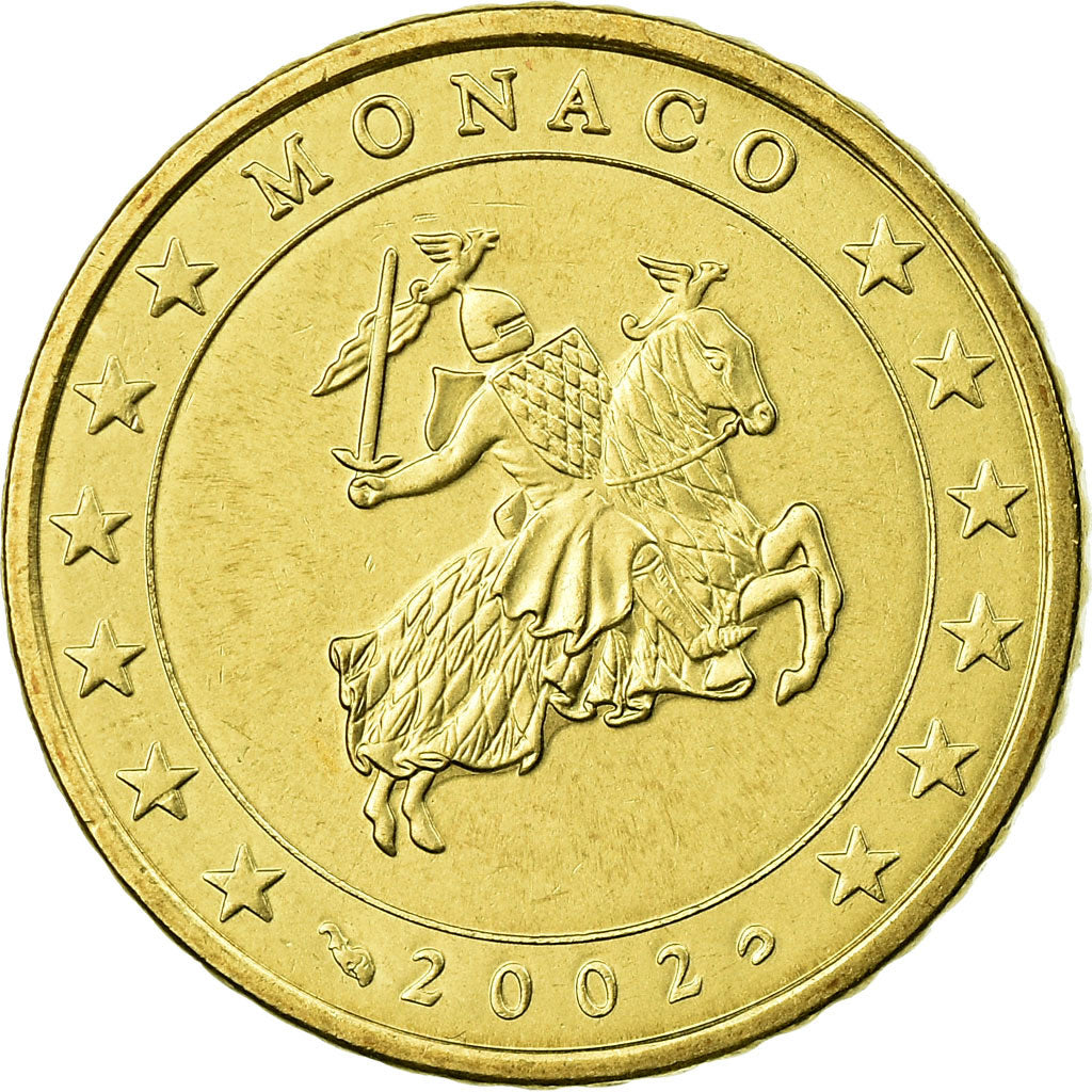 Monaco, 50 Euro Cent, 2002, SPL, Laiton, KM:172