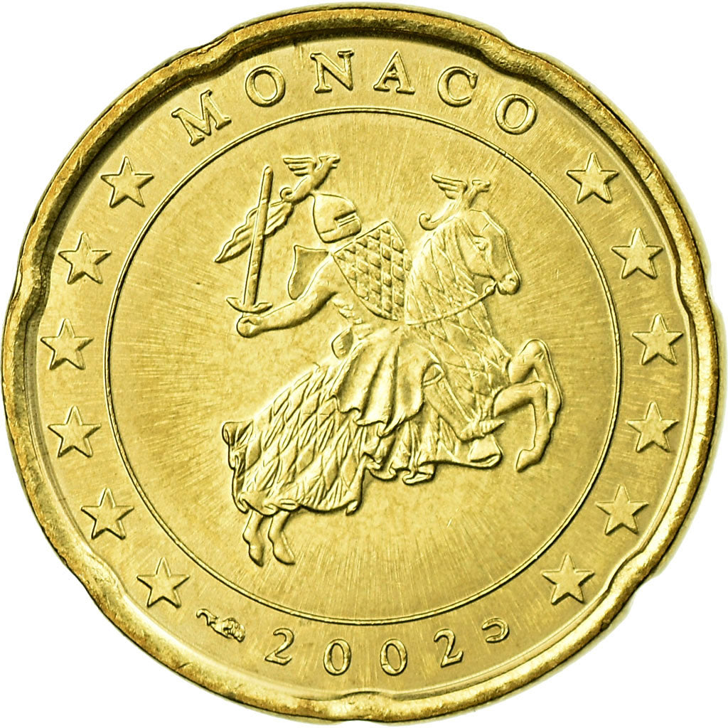 Mónaco, 20 Euro Cent, 2002, SC, Latón, KM:171