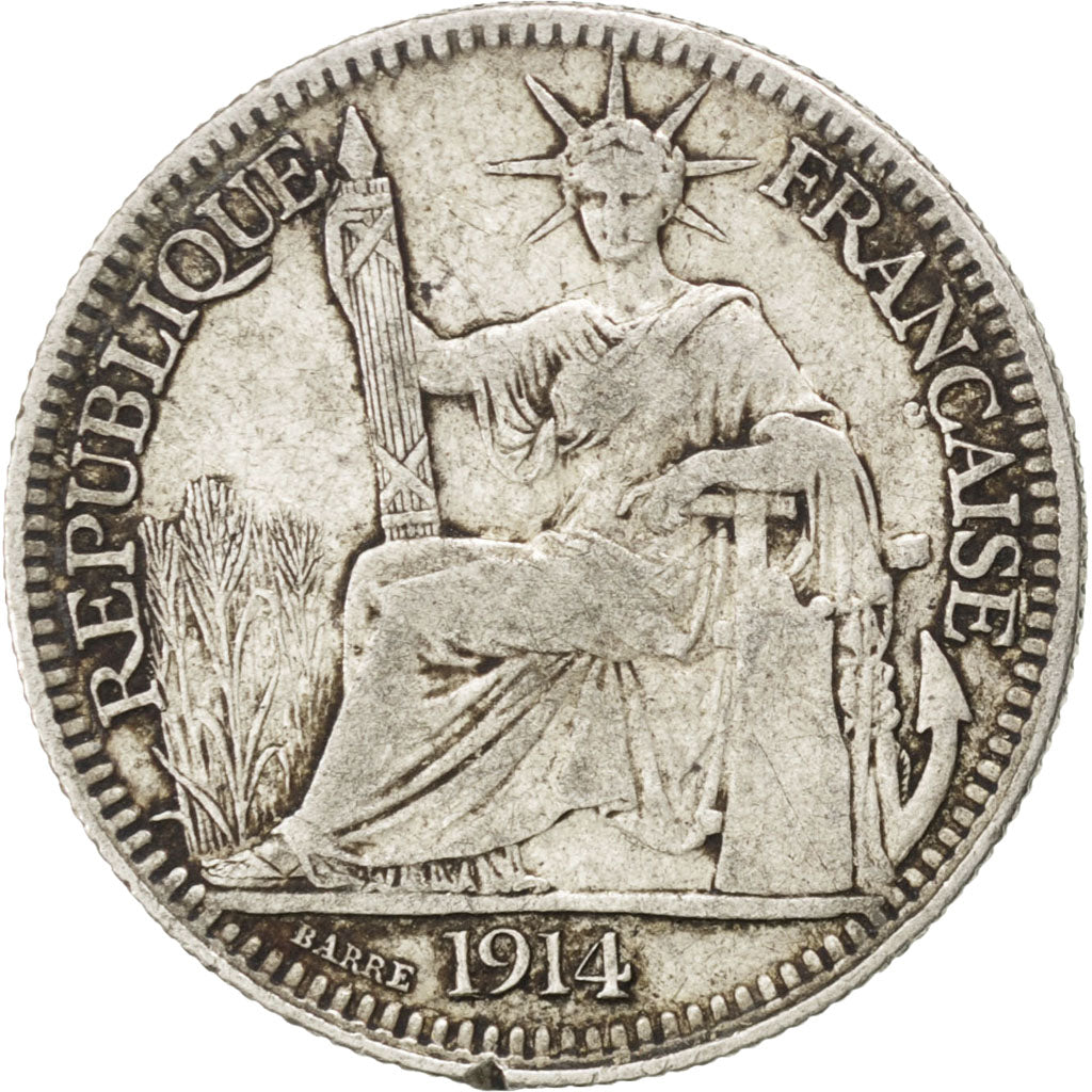 Monnaie, Indochine Française, 10 Cents, 1914, Paris, TB, Argent, KM:9