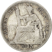 FRENCH INDO-CHINA, 10 Cents, 1885, Paris, KM #2, VG(8-10), Silver, Lecompte...