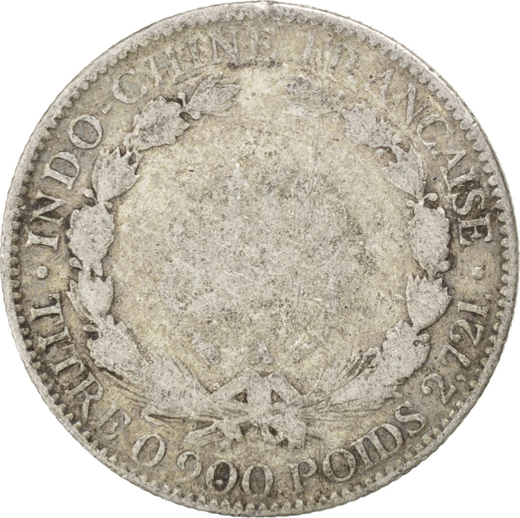 FRENCH INDO-CHINA, 10 Cents, 1885, Paris, KM #2, VG(8-10), Silver, Lecompte...