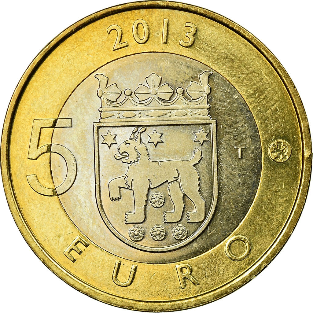 Finland, 5 Euro, Tavastia, 2013, AU(55-58), Bi-Metallic, KM:197