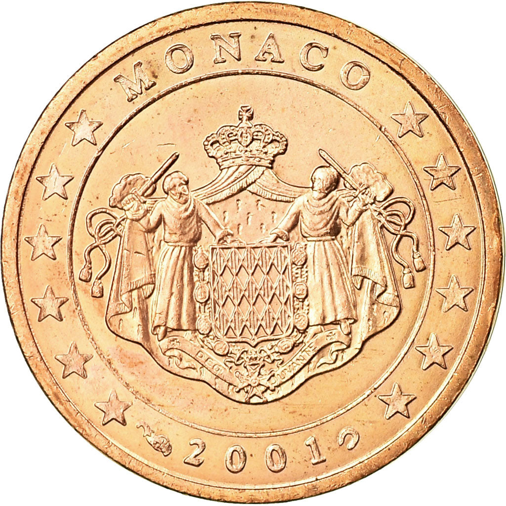 Monaco, 2 Euro Cent, 2001, MS(63), Copper Plated Steel, KM:168