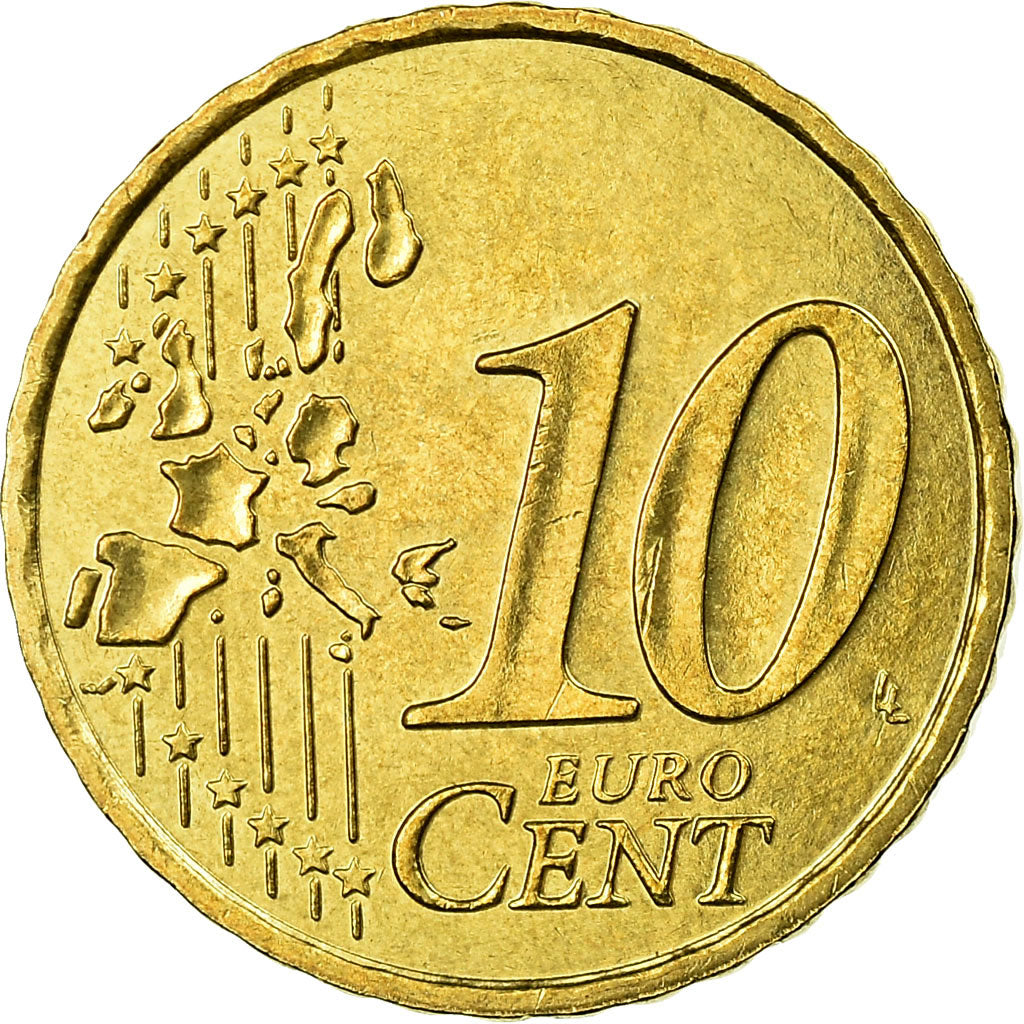 Monaco, 10 Euro Cent, 2003, MS(60-62), Brass, KM:170