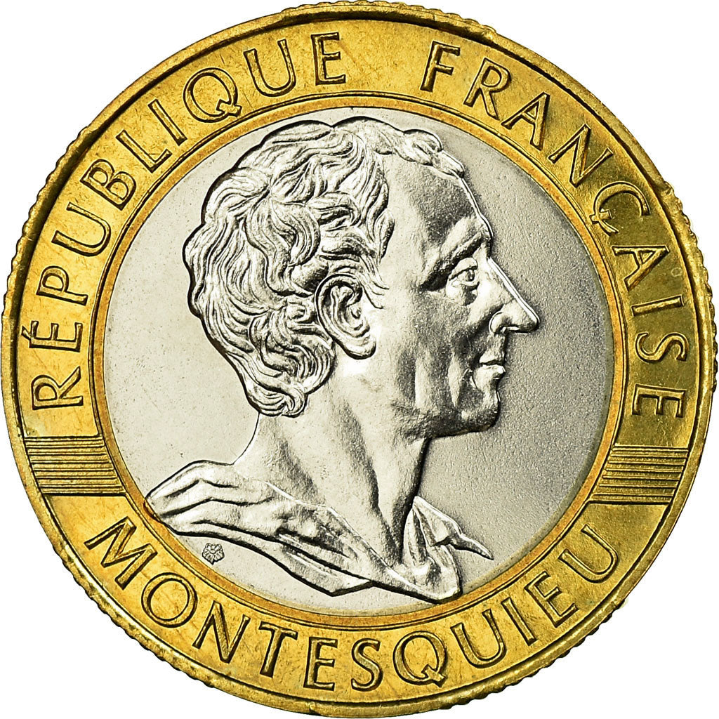 Moneta, Francja, Montesquieu, 10 Francs, 1989, Paris, MS(63), Bimetaliczny