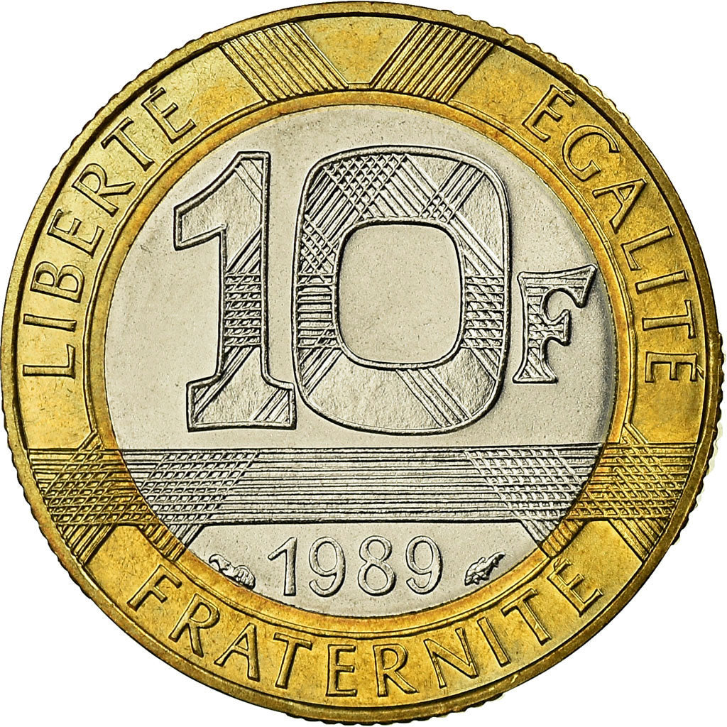 Moneta, Francja, Montesquieu, 10 Francs, 1989, Paris, MS(63), Bimetaliczny