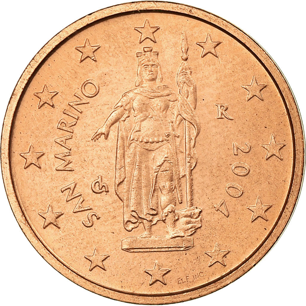 San Marino, 2 Euro Cent, 2004, UNC-, Copper Plated Steel, KM:441